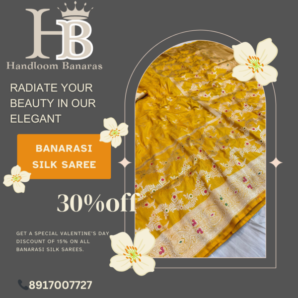 Pure Katan Handloom Silk Saree Handwoven with Mina work