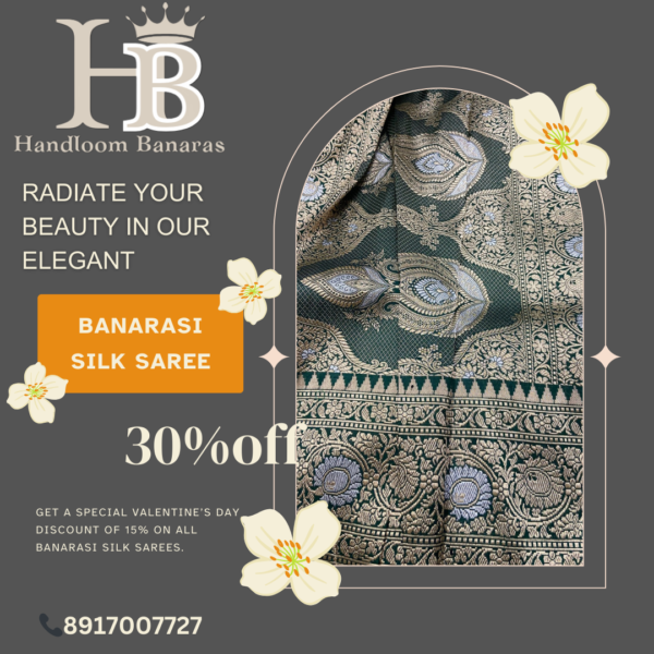 Pure Katan Handloom Silk Saree Handwoven with Mina work - Image 2