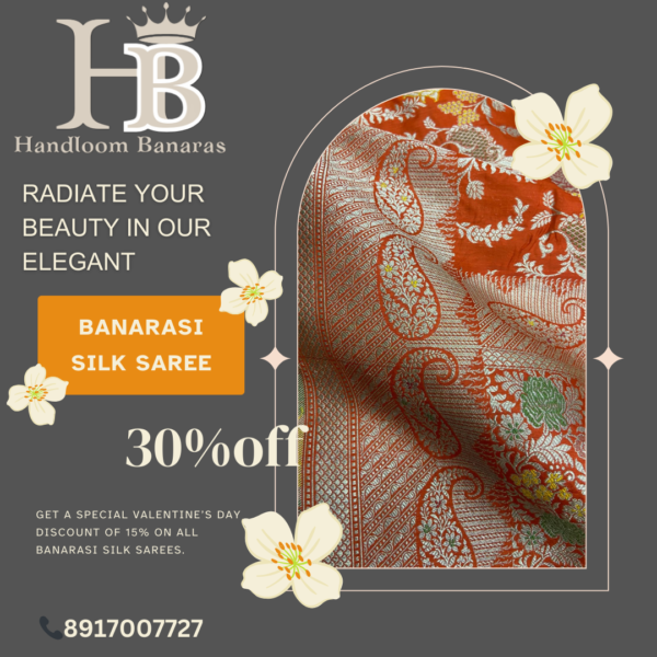 Pure Katan Handloom Silk Saree Handwoven with Mina work - Image 3