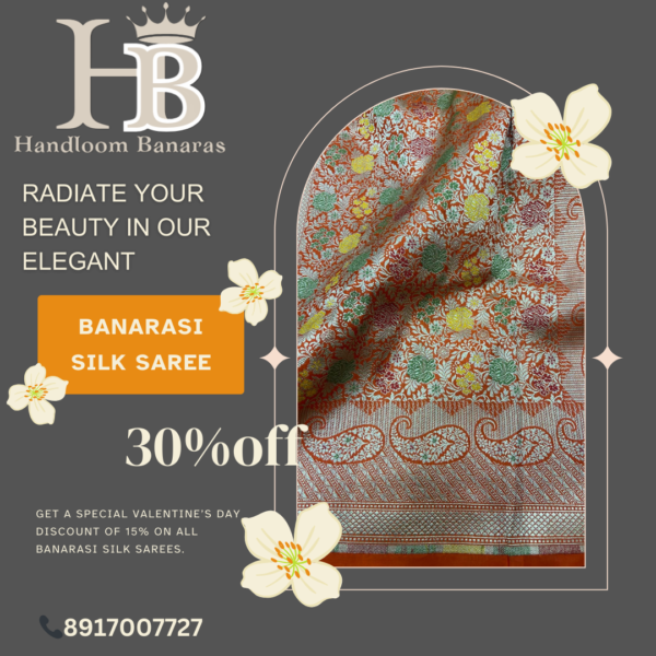 Pure Katan Handloom Silk Saree Handwoven with Mina work - Image 2