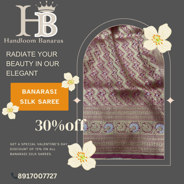 Pure Katan Handloom Silk Saree Handwoven with Mina work - Image 2
