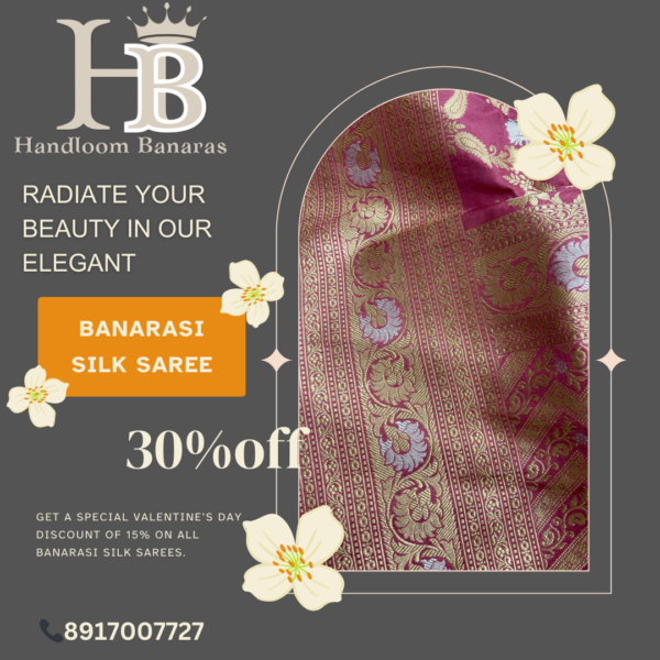 Pure Katan Handloom Silk Saree Handwoven with Mina work - Image 3