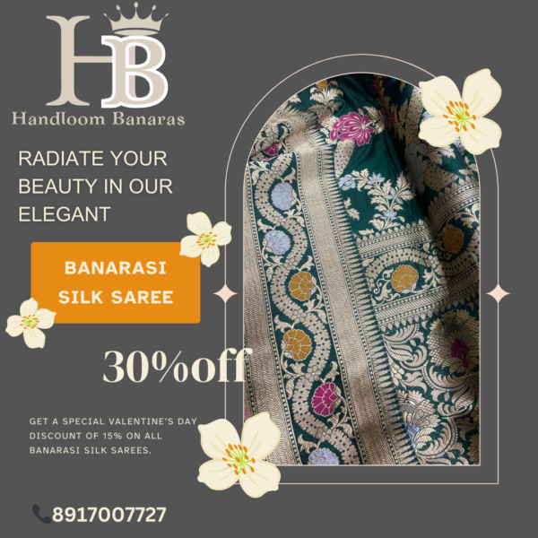 Pure Katan Handloom Silk Saree Handwoven with Mina work - Image 4