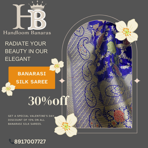 Pure Katan Handloom Silk Saree Handwoven with Mina work - Image 3